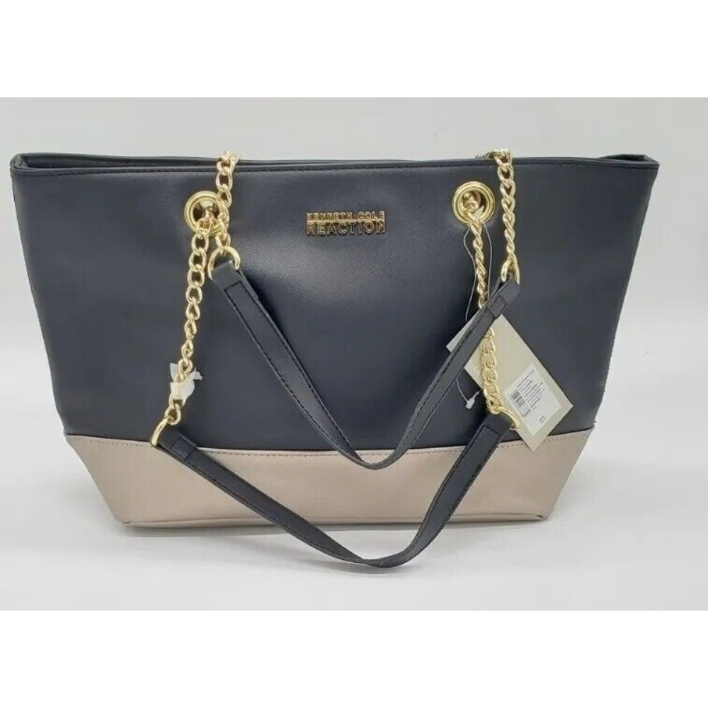 NWT Kenneth Cole Reaction Black/Metallic Large Shopper Purse Bag